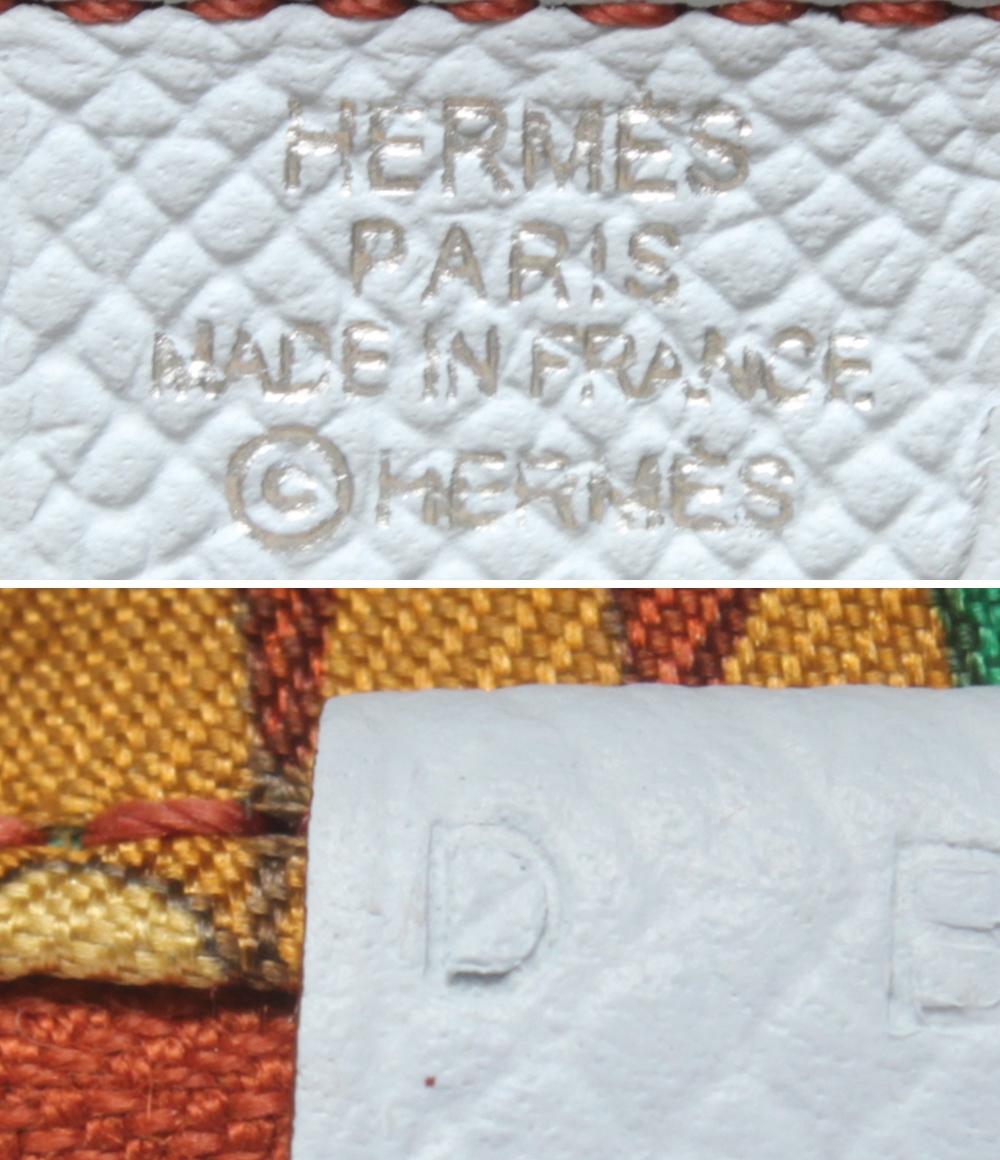 美品 エルメス ラウンドファスナー財布 □D刻印 シルバー金具 アザップコンパクト シルクイン レディース HERMES