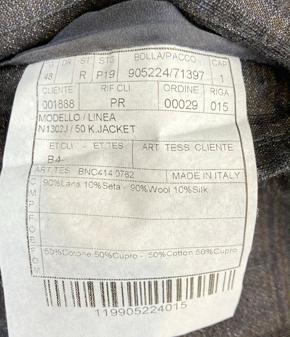 BOGLIOLI テーラードジャケット ブラック チェック柄 ウール シルク N1302J メンズ SIZE 48 (L) ボリオリ