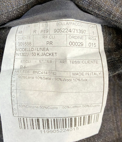BOGLIOLI テーラードジャケット ブラック チェック柄 ウール シルク N1302J メンズ SIZE 48 (L) ボリオリ