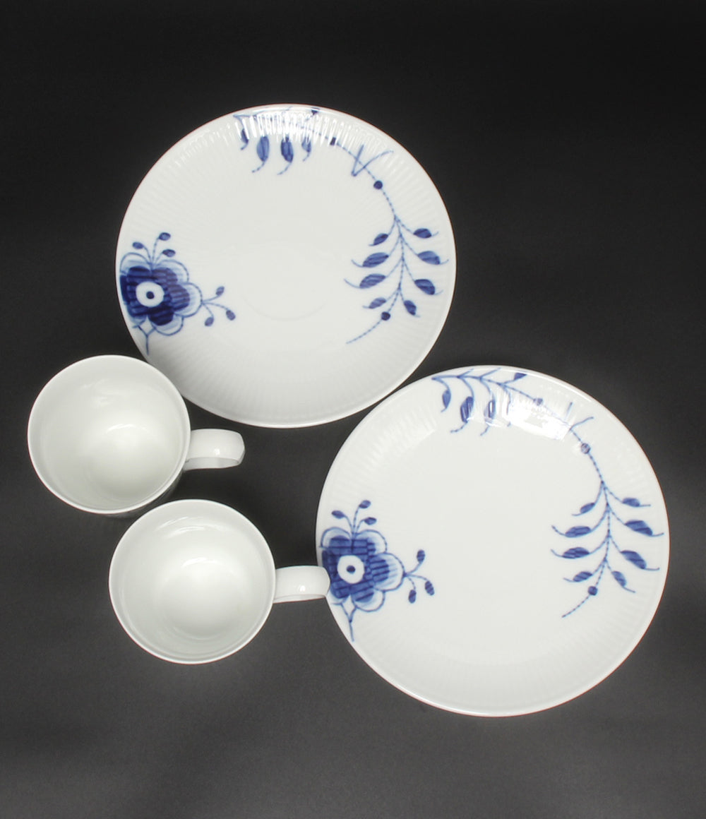 美品 Royal Copenhagen プレート 皿 24cm マグカップ 4点セット ブルーフルーテッド メガ ロイヤルコペンハーゲン