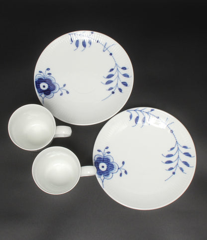 美品 Royal Copenhagen プレート 皿 24cm マグカップ 4点セット ブルーフルーテッド メガ ロイヤルコペンハーゲン