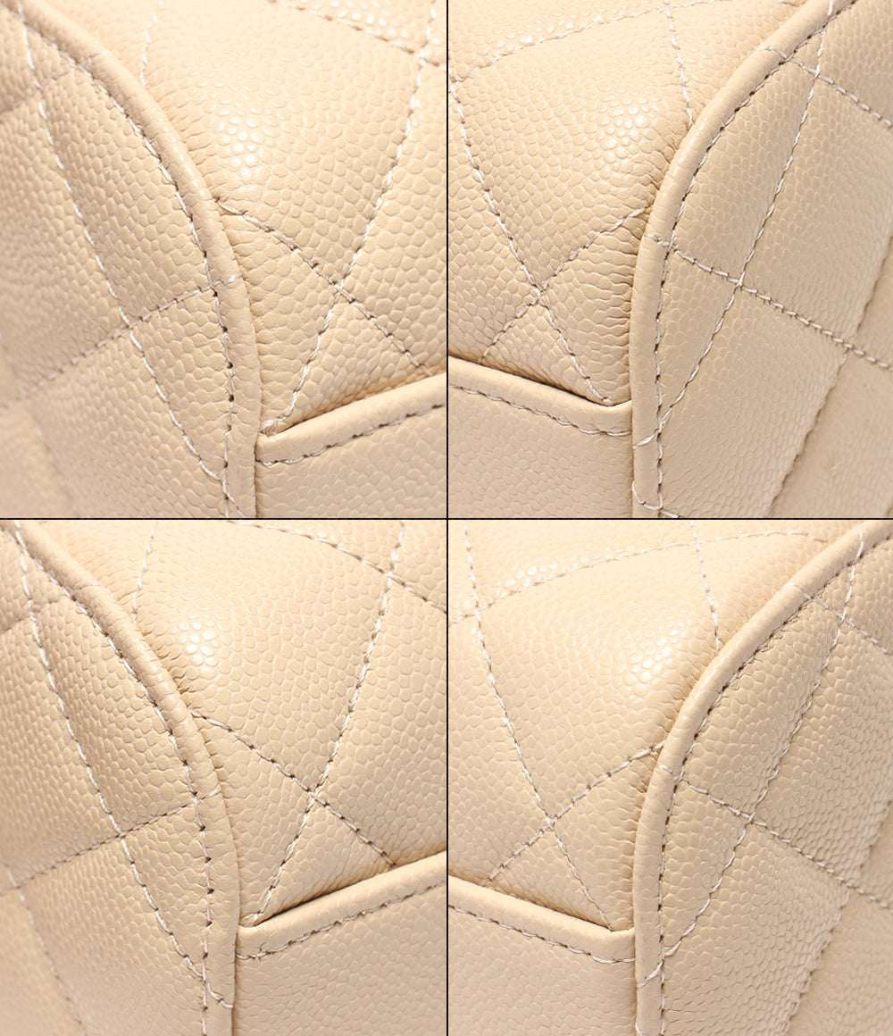 美品 CHANEL 2WAYチェーンショルダーバッグ ミニボストンバッグ 斜め掛け ゴールド金具 キャビアスキン マトラッセ レディース シャネル