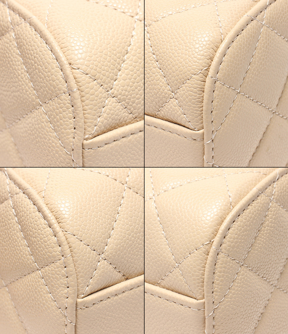美品 CHANEL 2WAYチェーンショルダーバッグ ミニボストンバッグ 斜め掛け ゴールド金具 キャビアスキン マトラッセ レディース シャネル