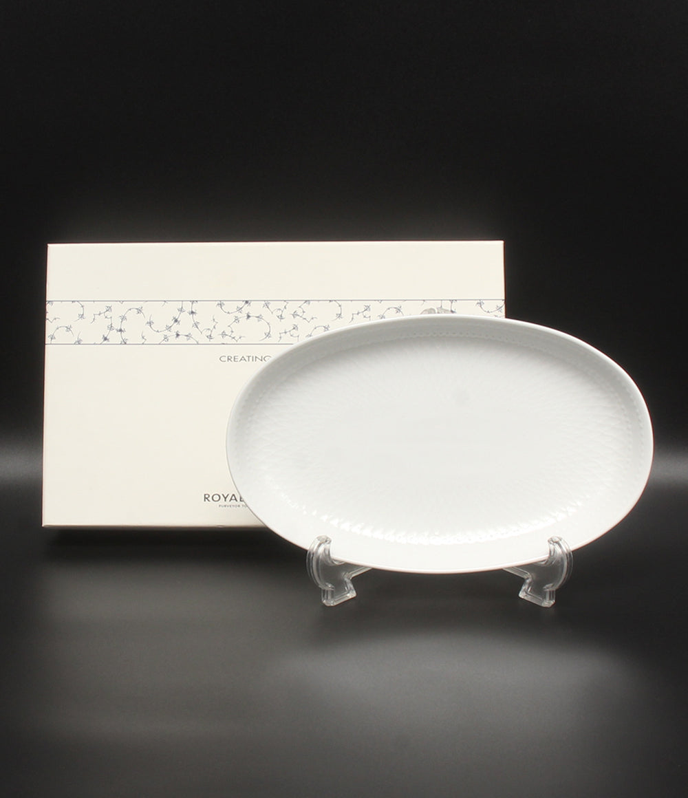 美品 Royal Copenhagen オーバルディッシュ 皿 23cm ホワイトパルメッテ ロイヤルコペンハーゲン