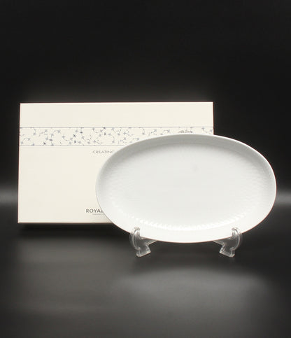 美品 Royal Copenhagen オーバルディッシュ 皿 23cm ホワイトパルメッテ ロイヤルコペンハーゲン