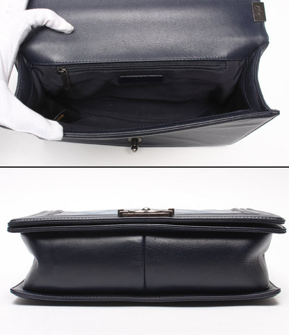 CHANEL チェーンショルダーバッグ 肩掛け シルバー金具 シングルフラップ ボーイシャネル 25 A67086 レディース シャネル