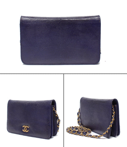 CHANEL チェーンショルダバッグ 肩掛け ゴールド金具 リザード 0番台 レディース シャネル