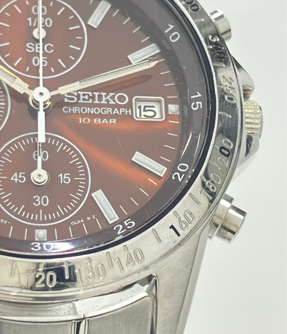 SEIKO 腕時計 クオーツ ブラウン 7T92-0DW0 メンズ セイコー