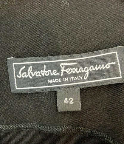 Salvatore Ferragamo ノースリーブワンピース Vネック バックル フレンチスリーブ レディース SIZE 42 (M) サルヴァトーレフェラガモ
