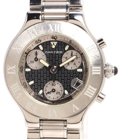 カルティエ 腕時計 クロノスカフ ラージモデル マスト21 ヴァンティアン クオーツ ブラック W10172T2 メンズ Cartier