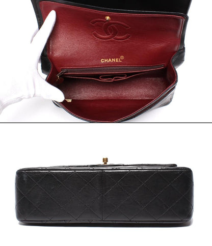 シャネル チェーンショルダーバッグ 肩掛け ゴールド金具 1番台 ダブルフラップ ダブルチェーン ラムスキン マトラッセ25 レディース CHANEL