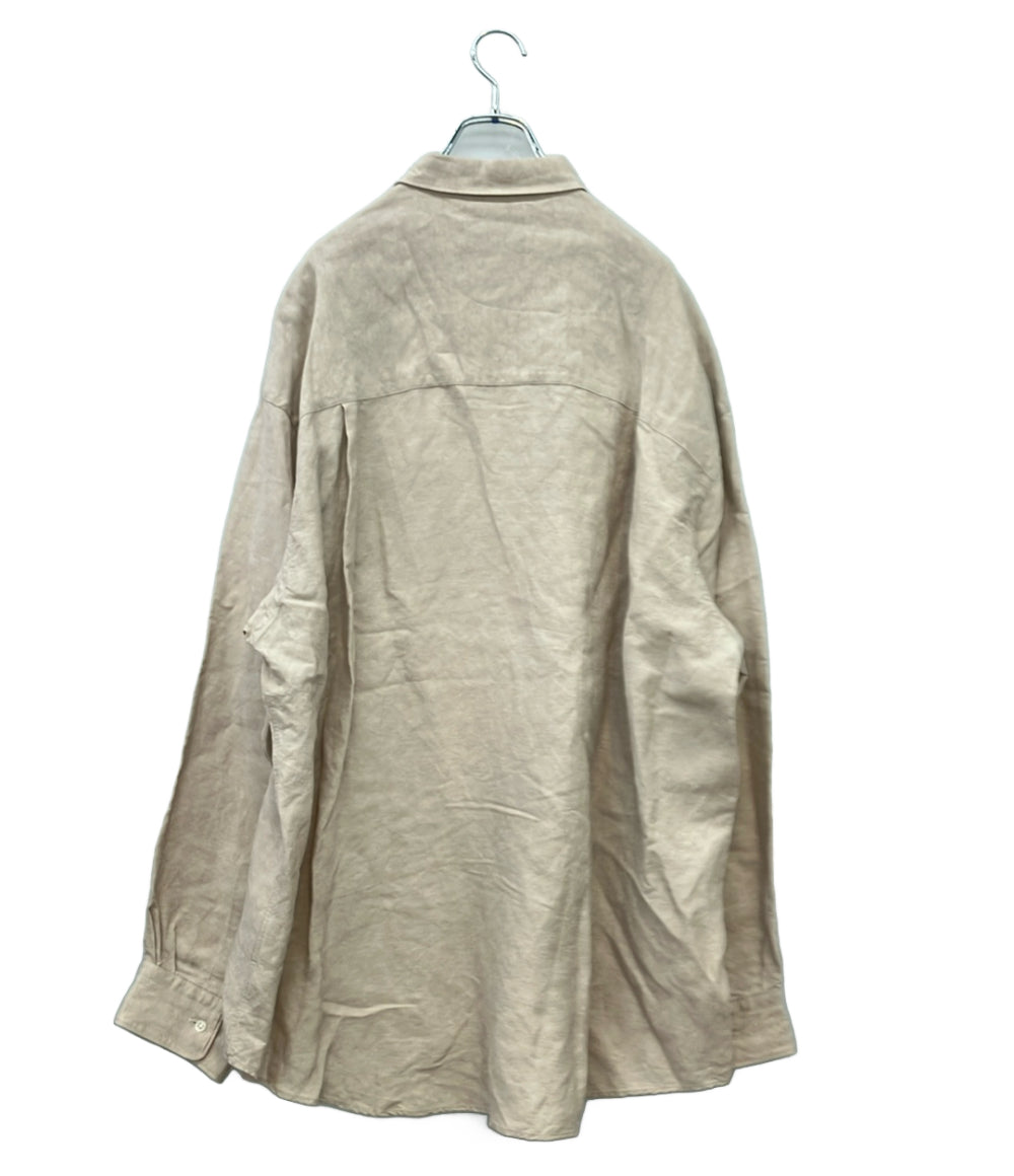 Graphpaper 長袖シャツ リネン フロントボタン  25SS Oversized Regular Collar Shirt - BEIGE GU251-50256 メンズ SIZE 1 (S) グラフペーパー