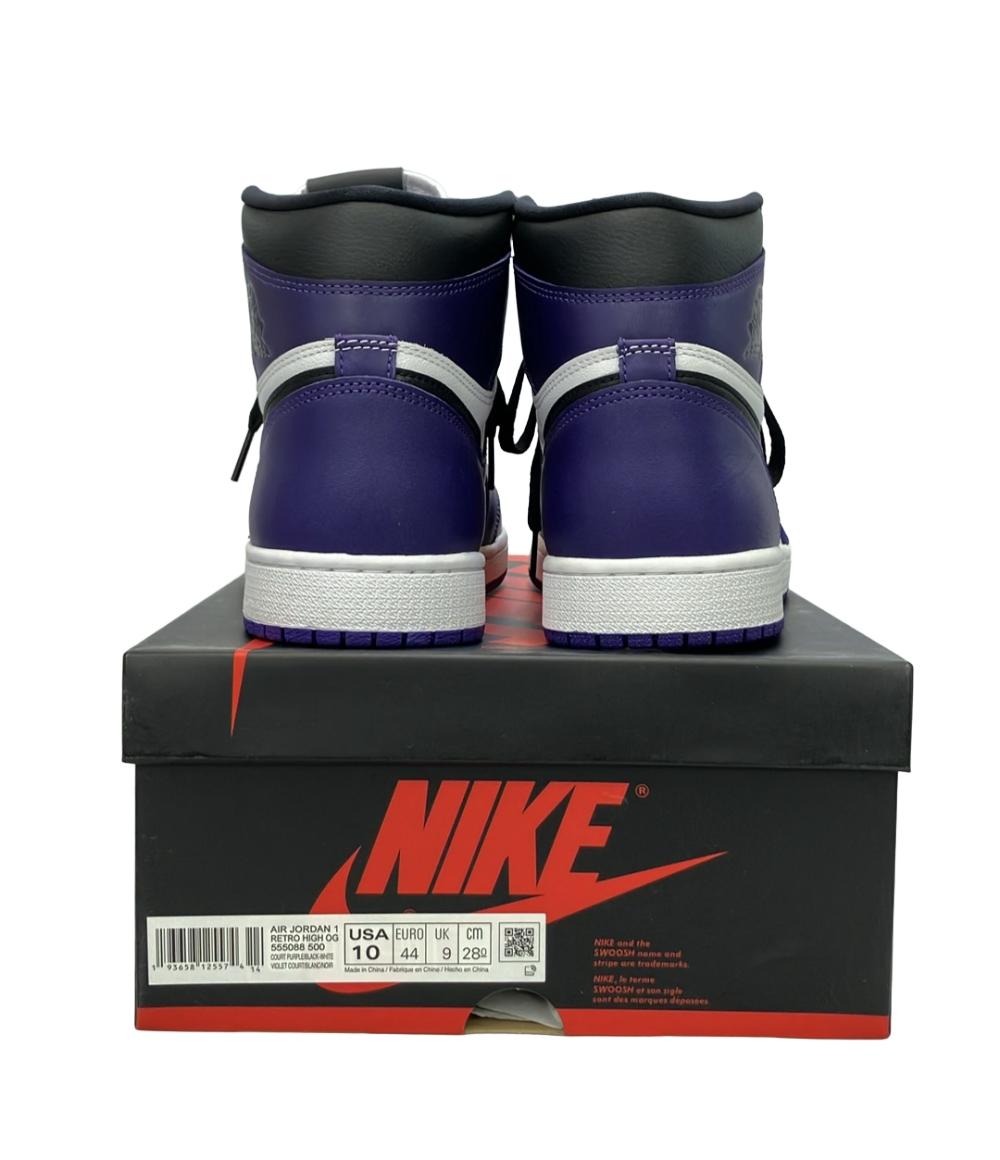 美品 Air Jordan NIKE ハイカットスニーカー コートパープル ホワイト/ブラック エアジョーダン1 レトロ ハイ OG 555088-500 メンズ SIZE 28.0 (XL)