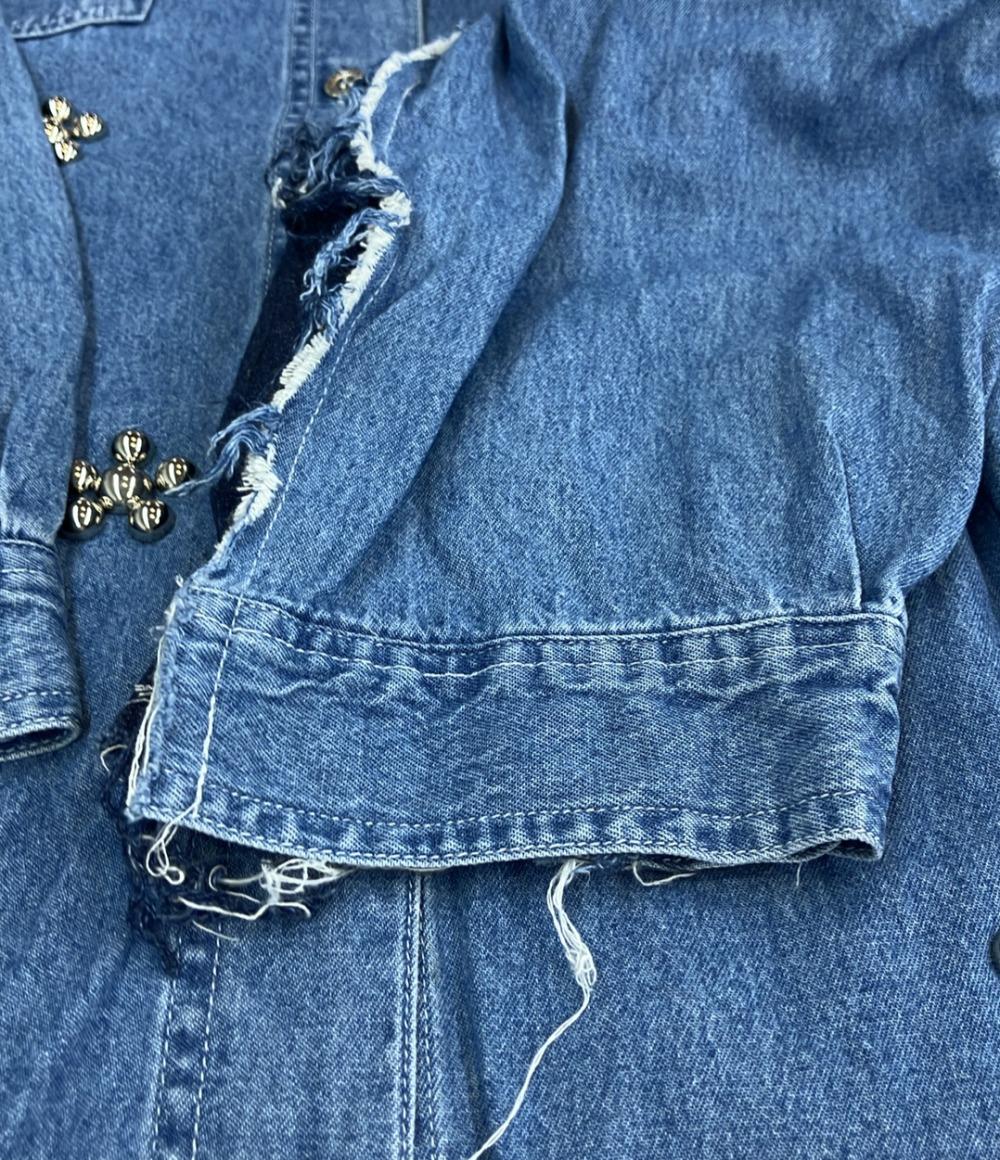 ディスカバード 長袖デニムシャツ ワンピース 花柄 ビジュー レディース SIZE F (M) DISCOVERED