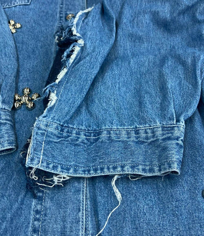 ディスカバード 長袖デニムシャツ ワンピース 花柄 ビジュー レディース SIZE F (M) DISCOVERED