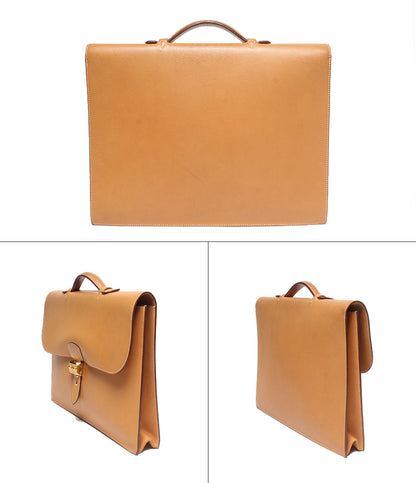 HERMES ビジネスバッグ ブリーフケース  ▢H刻印 ゴールド金具 サック ア デペッシュ メンズ エルメス
