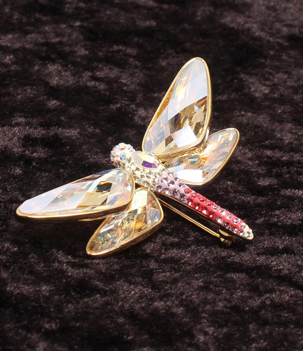 廃盤品 入手困難 SWAROVSKI スワロフスキー 蜻蛉 トンボ ブローチ 美品 SWAROVSKI ブローチ トンボモチーフ レディース スワロフスキー