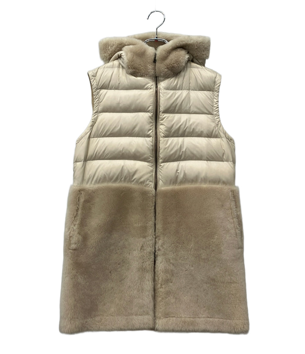 訳あり EMMETI ダウンベスト ジレ ムートン レディース SIZE 40 (S) エンメティ