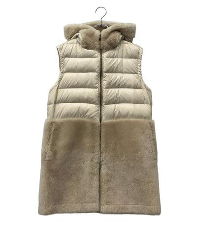 訳あり EMMETI ダウンベスト ジレ ムートン レディース SIZE 40 (S) エンメティ