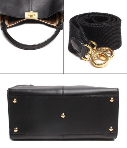 フェンディ レザー ショルダーバッグ ハンドバッグ ゴールド金具 エックスライト ミディアム ピーカブー 8BN310 レディース FENDI