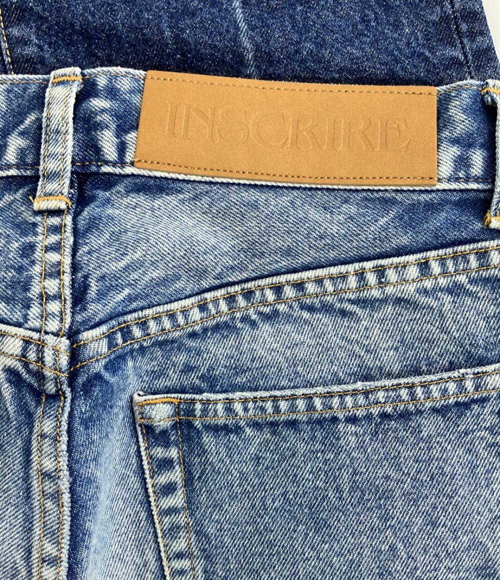美品 アンスクリア カラーブロックストレートデニムパンツ レディース 