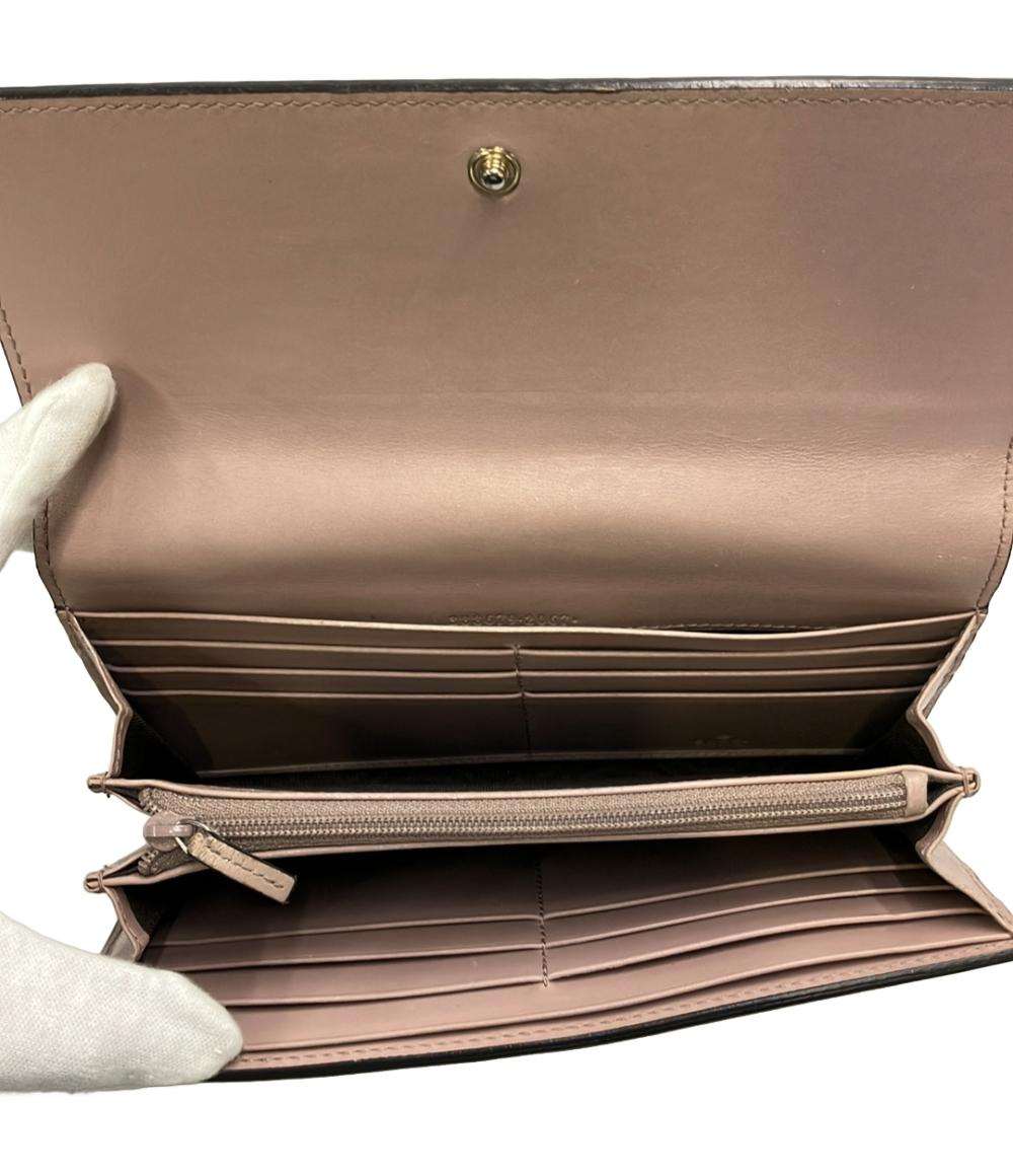 GUCCI/グッチシマ二つ折り長財布/ピンク/388679/206*/ABランク/69【中古】 グッチ 二つ折り 長財布 ピンク ベージュ シマ 388679 財布 レザー