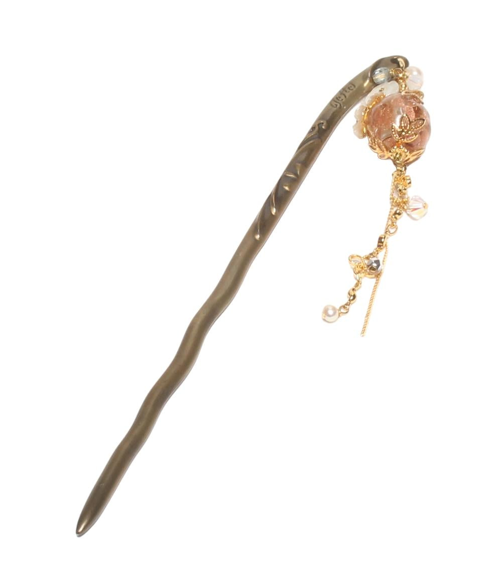 美品 かんざし 簪 ヘアアクセサリー 清水坂ガラス館 teftef 花 蝶 レディース