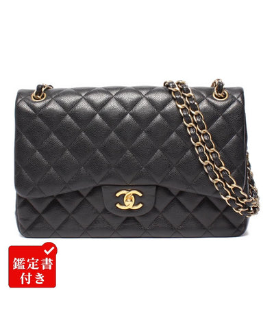 シャネル チェーンショルダーバッグ ダブルチェーン ダブルフラップ キャビアスキン 16番台 マトラッセ 30 レディース CHANEL