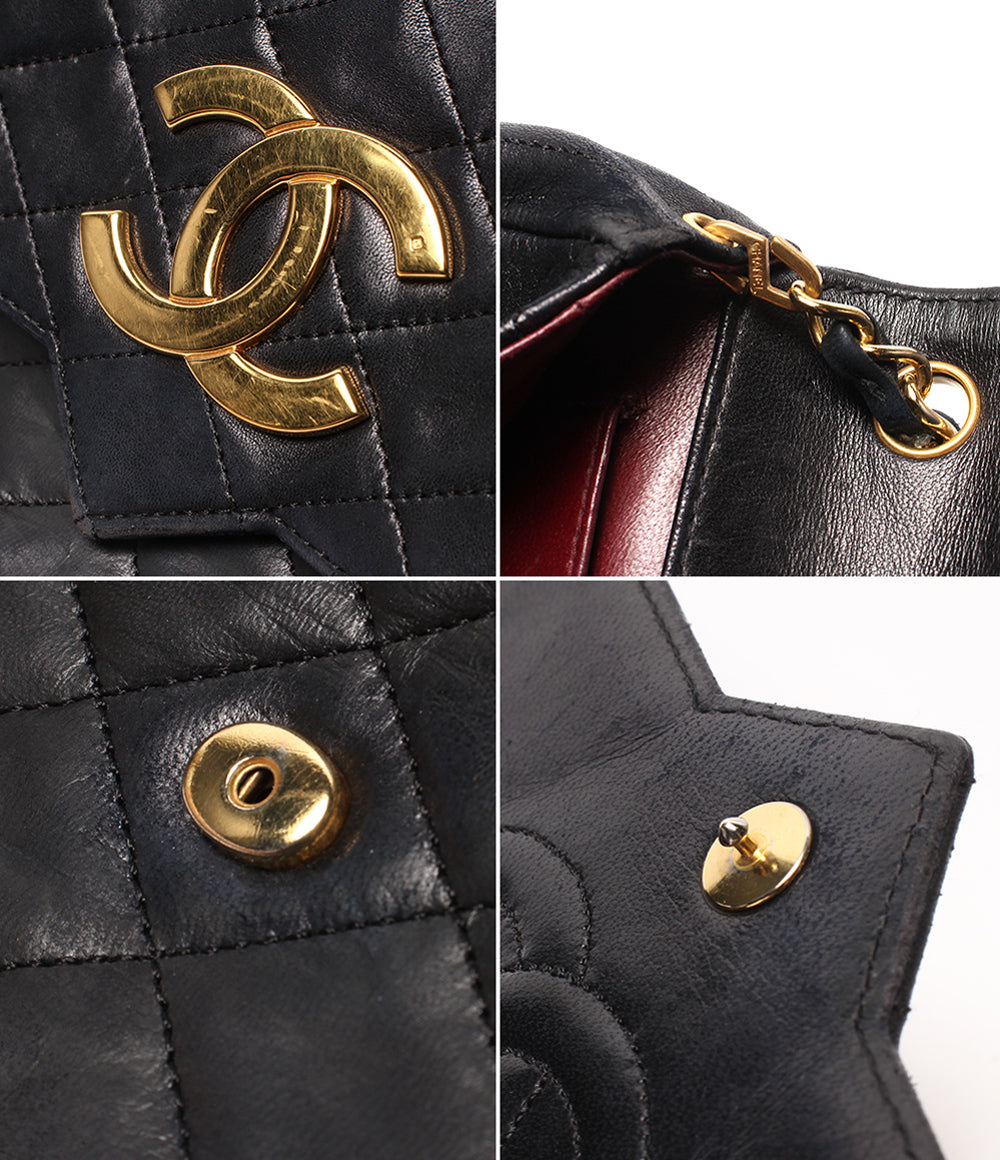 CHANEL チェーンショルダーバッグ ゴールド金具 シングルチェーン シングルフラップ デカココ マトラッセ レディース シャネル
