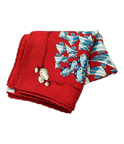 エルメス スカーフ プチカレ シルク 100% 魚プリント レディース HERMES