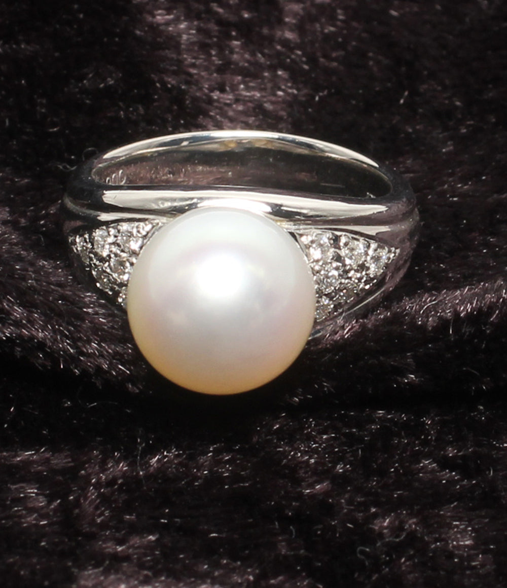 リング 指輪 Pt900 パール 9.4mm ダイヤ 0.12ct レディース SIZE 6号