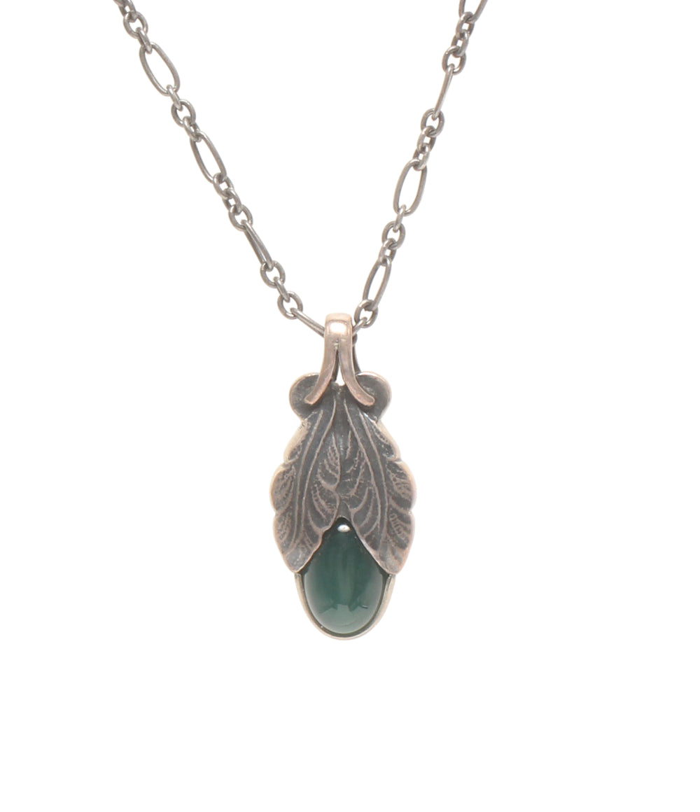 Georg Jensen ネックレス イヤリング SV925 2008 ヘリテージコレクション グリーンアゲート イヤーペンダント 2点セット レディース