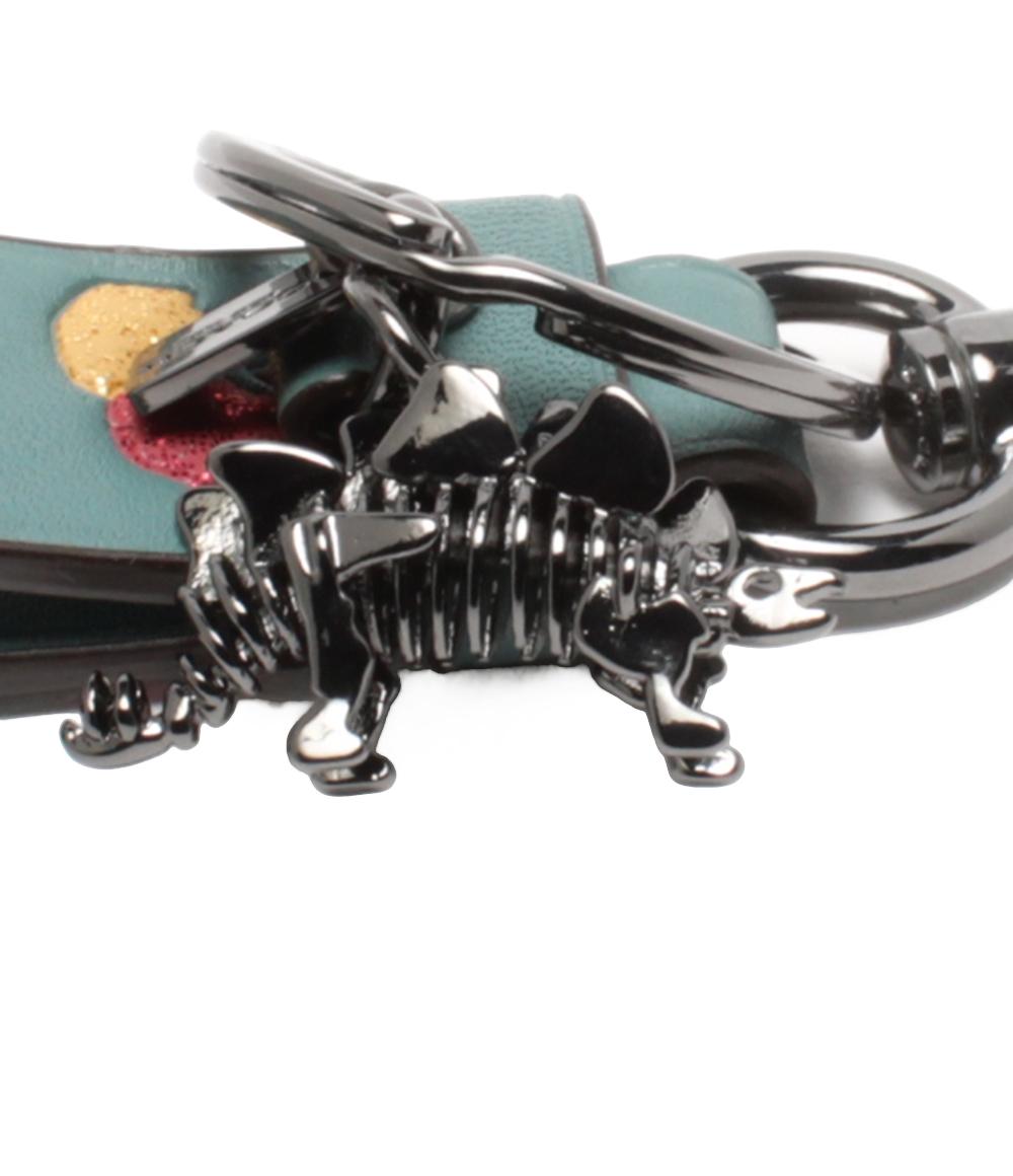 美品 コーチ キーリング チャーム カラビナ 恐竜モチーフ チェリー柄 レディース COACH
