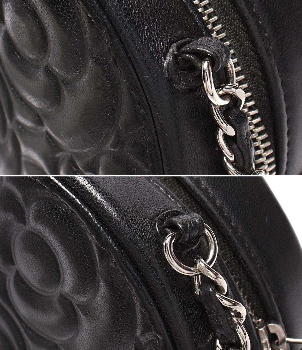 CHANEL チェーンショルダーバッグ カメリア ラウンドミニ ポシェット シルバー金具 27番台 ココマーク レディース シャネル