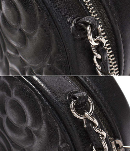 CHANEL チェーンショルダーバッグ カメリア ラウンドミニ ポシェット シルバー金具 27番台 ココマーク レディース シャネル