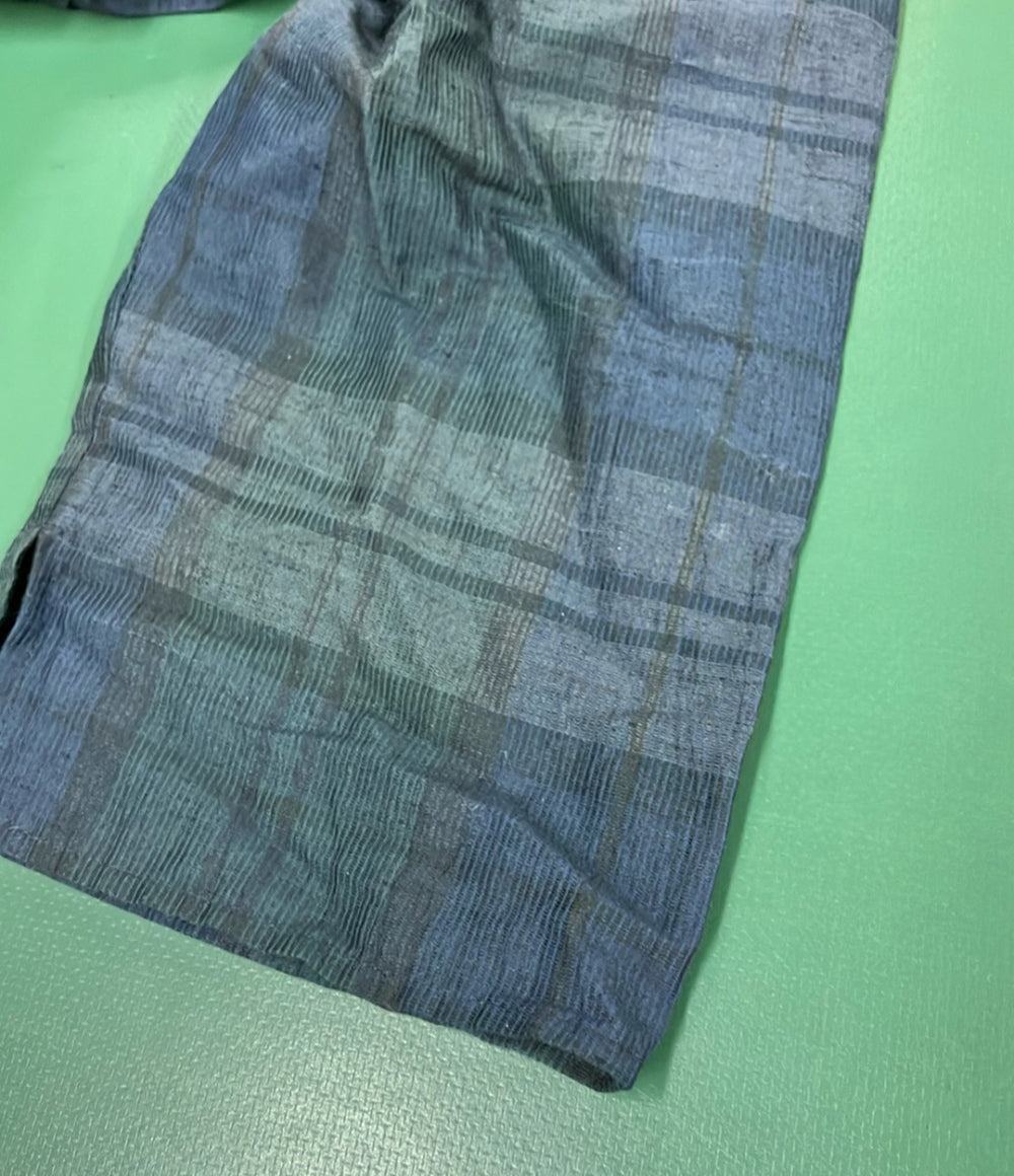 ウーア リネン混チェック柄半袖フレアロングワンピース レディース SIZE 36 (XS) Uhr