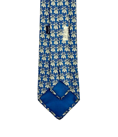 美品 エルメス ネクタイ シルク100% リーフ柄 7752OA メンズ HERMES