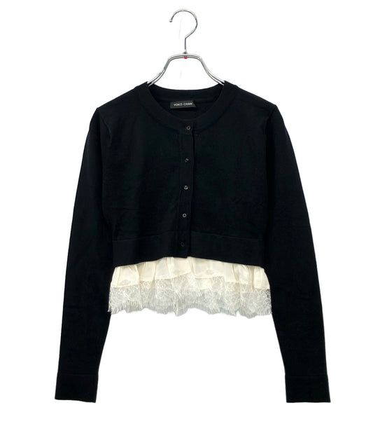 美品 YOKO CHAN 裾レース長袖カーディガン YCN-519-052 レディース SIZE 36 (XS) ヨーコチャン