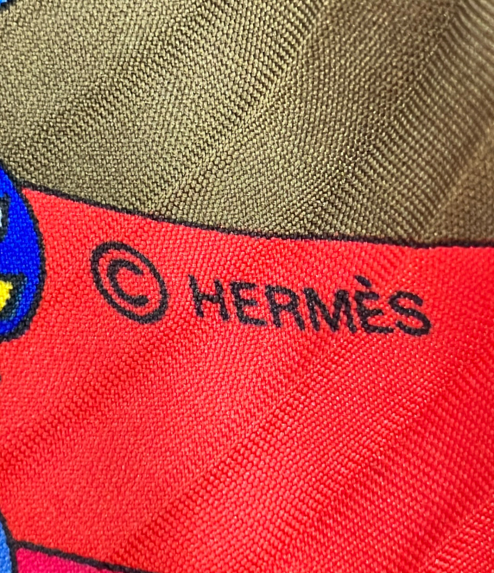 レア　エルメス　プリーツスカーフ　時の輪舞 HERMES スカーフ シルク100% プリーツ カレ 90 時の輪舞 Parmi les