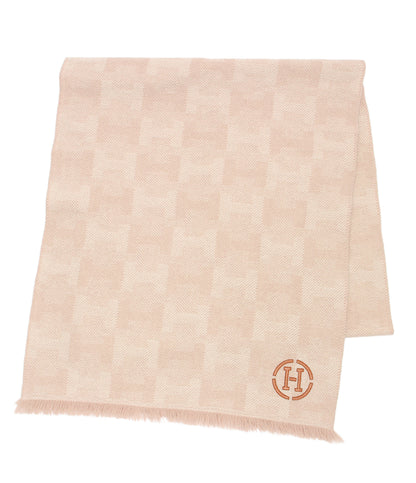 美品 HERMES マフラー Hジャガード カシミヤ100％ レディース メンズ エルメス
