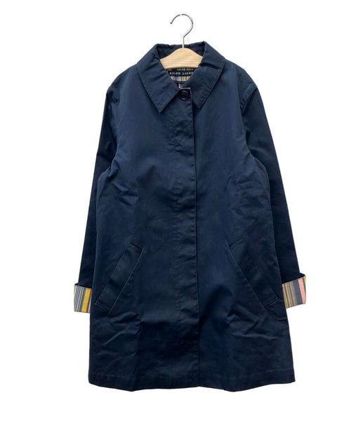 RALPH LAUREN ステンカラーコート 内側マルチカラーストライプ