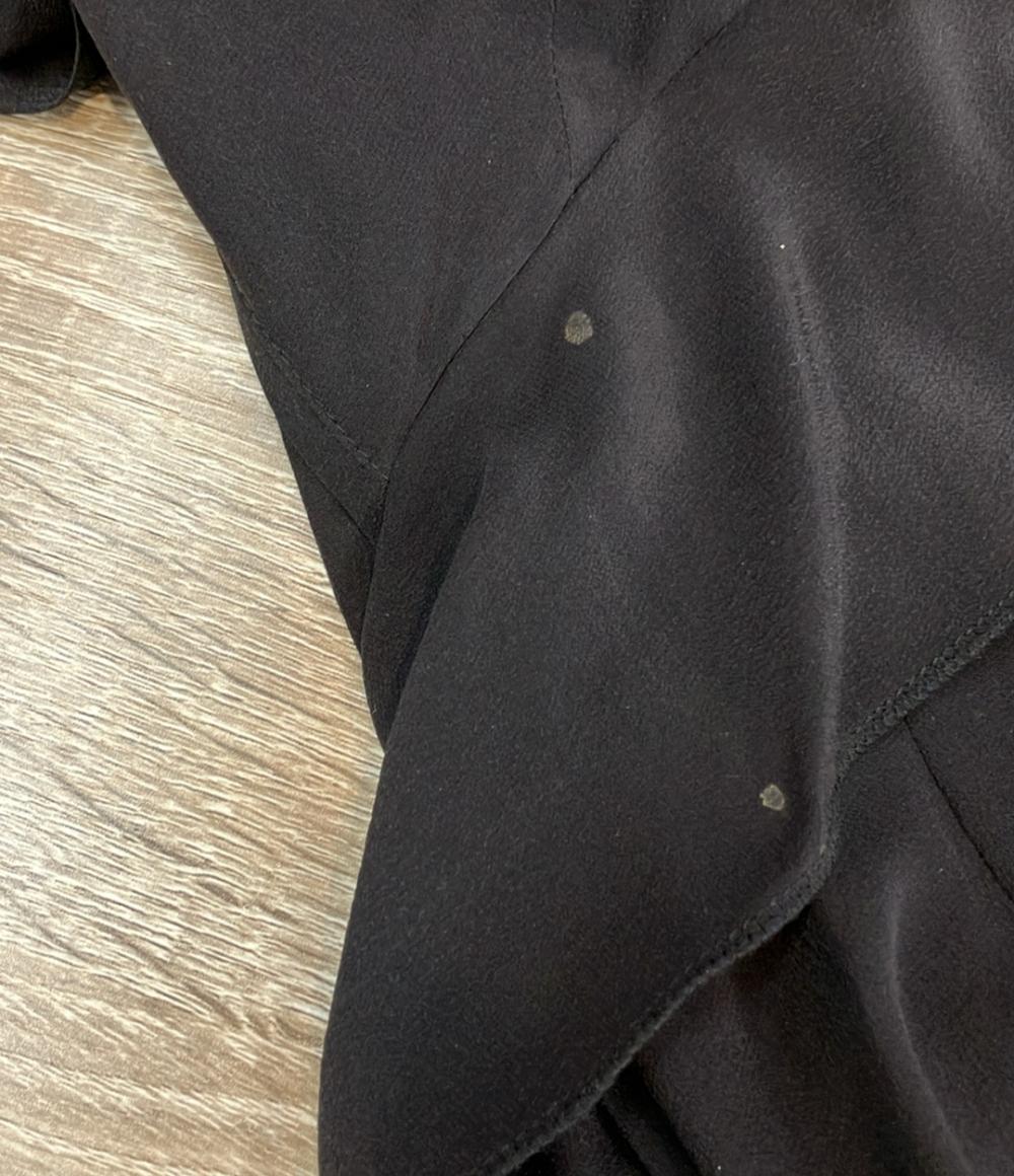 BALENCIAGA 半袖ワンピース シルク100％ 変形デザイン ロング Vネック モード フリル 189194 レディース SIZE 38 (M) バレンシアガ