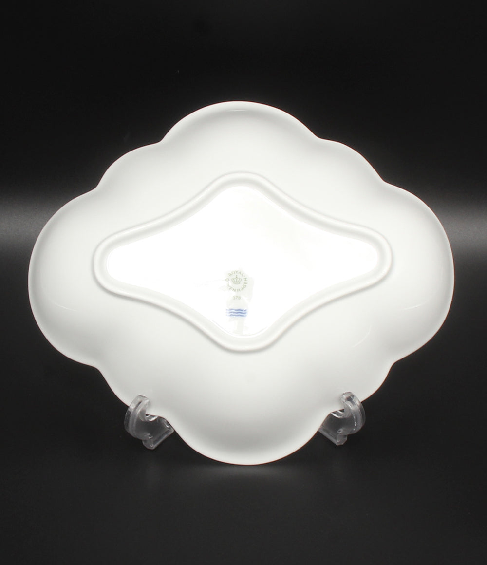 美品 Royal Copenhagen フラワーボウル 皿 26cm ホワイトパルメッテ ロイヤルコペンハーゲン