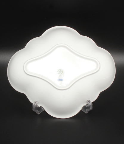 美品 Royal Copenhagen フラワーボウル 皿 26cm ホワイトパルメッテ ロイヤルコペンハーゲン