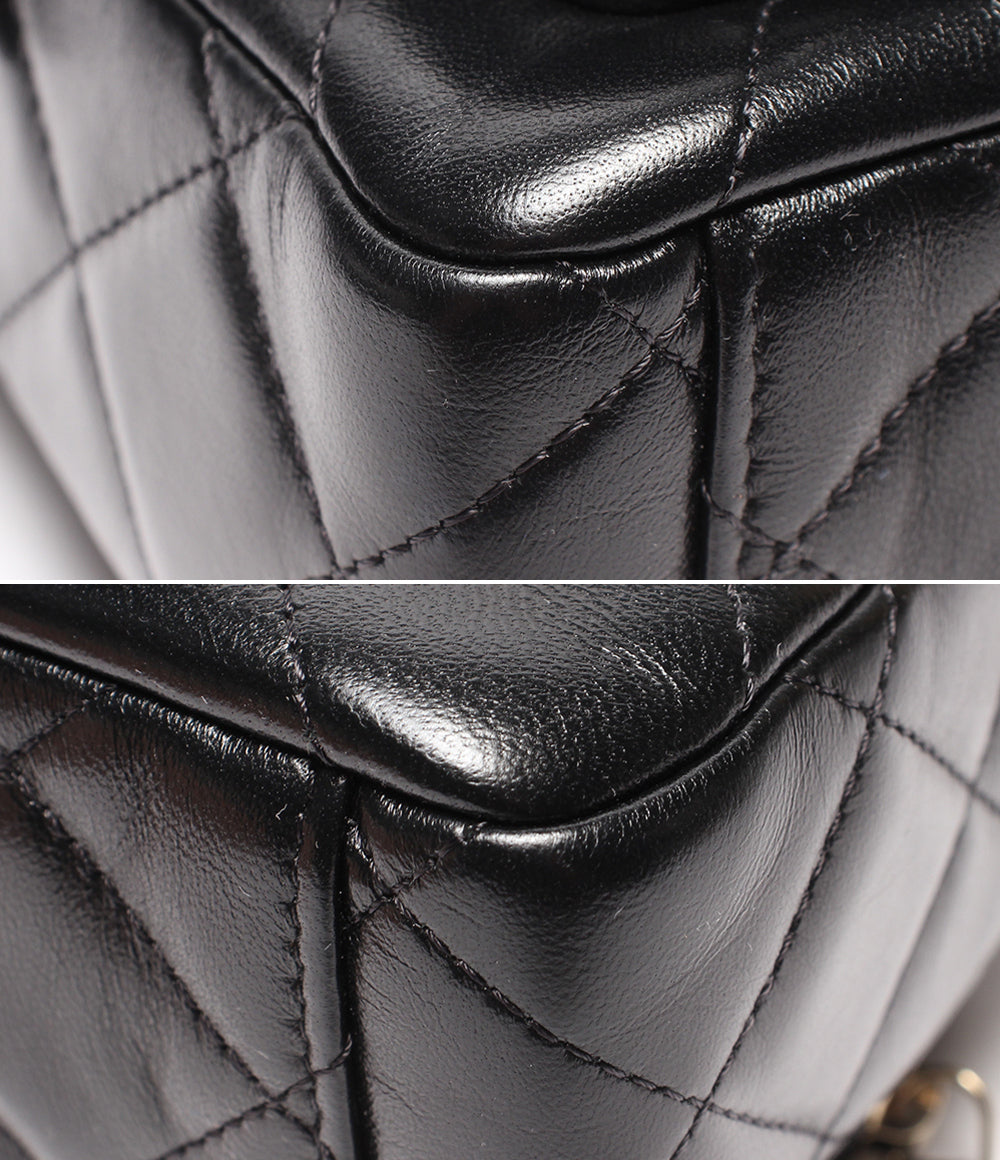 美品 CHANEL チェーンショルダーバッグ 肩掛け 斜め掛け シルバー金具 シングルチェーン シャイニークランプル マトラッセ ラムスキン AP4349