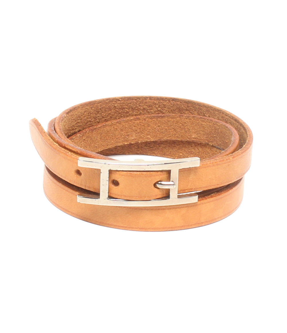HERMES ブレスレット アピ3  シルバー金具 レザー □G刻印 ユニセックス エルメス