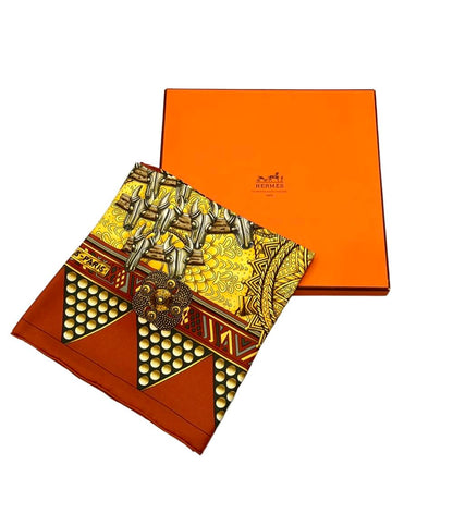 美品 HERMES スカーフ シルク100% カレ90 L'OR DES CHEFS レディース エルメス