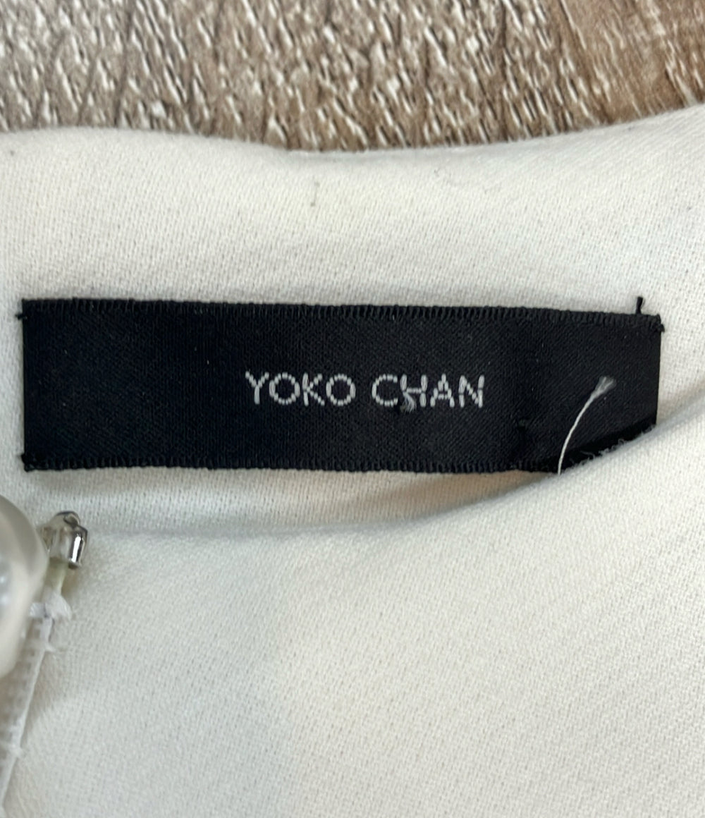 YOKO CHAN 半袖シャツ ブラウス ホワイト フレアスリーブ パール スリット ミセス&エレガンス YCB-923-354 レディース SIZE 42 (L) ヨーコチャン