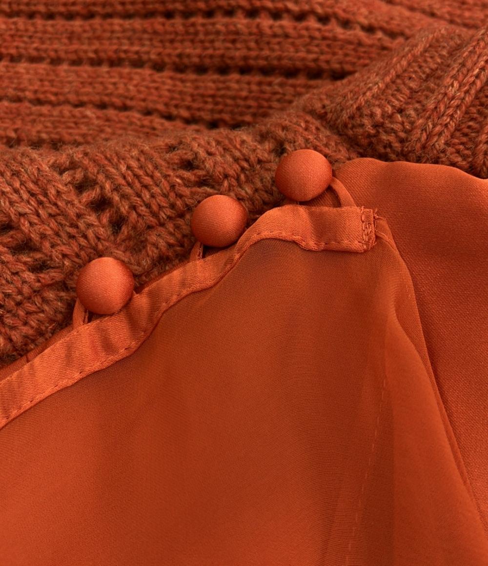 サカイ 異素材長袖ニットワンピース レース ペチコート付き 21-05666