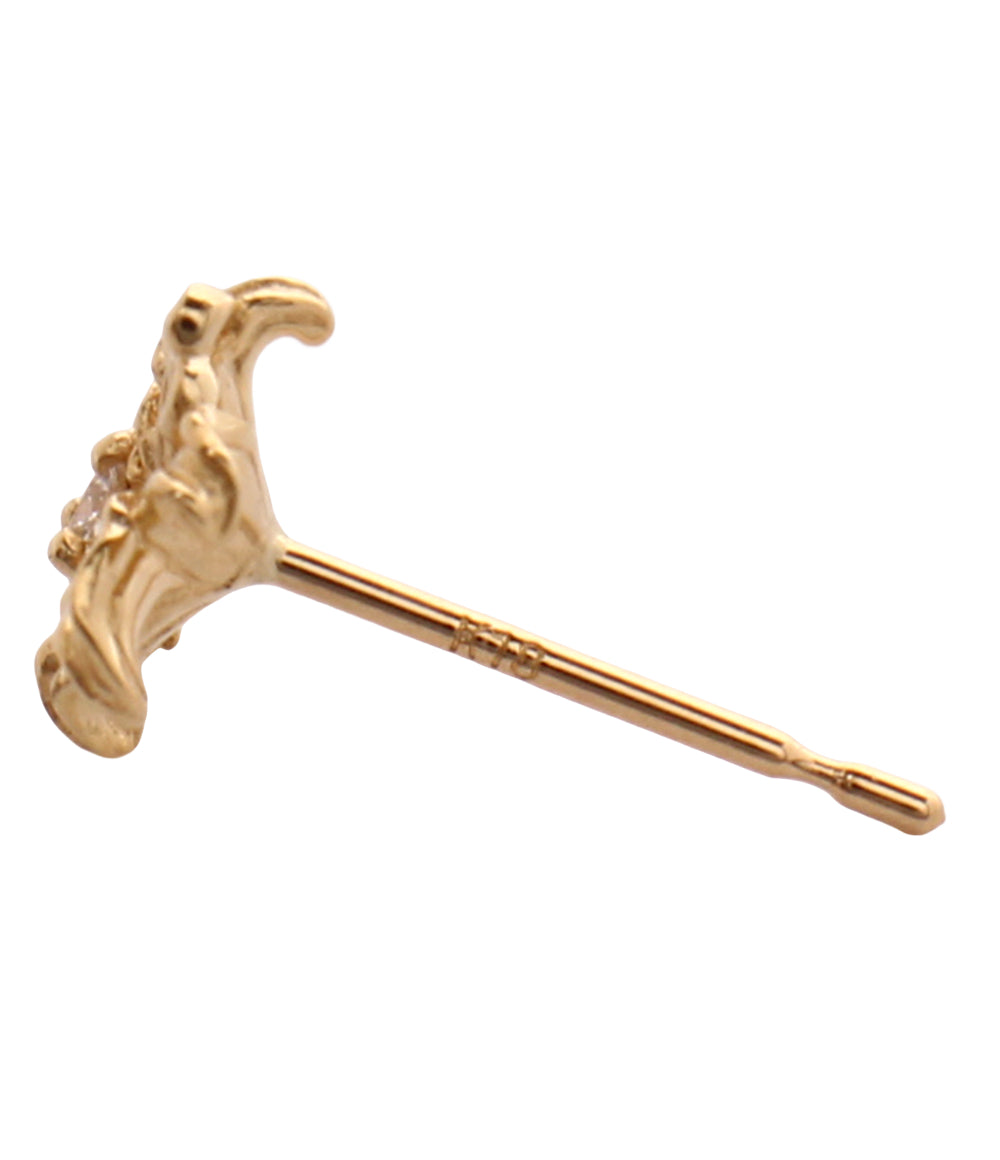 美品 K.UNO Disney ピアス K18 ダイヤ 0.04ct フラワーモチーフ 花モチーフ レディース ケイウノ